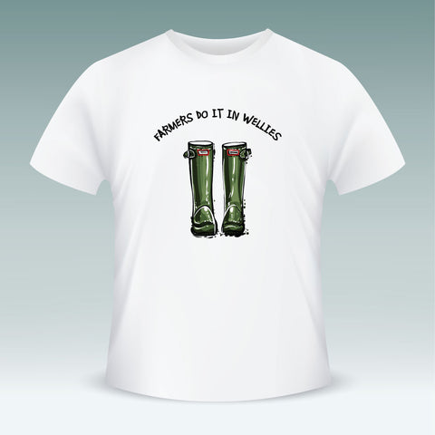 Farmers Do It In Wellies - Short Sleeve T Shirt